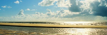 Sonnenbeschienene Landschaft im Wattenmeer