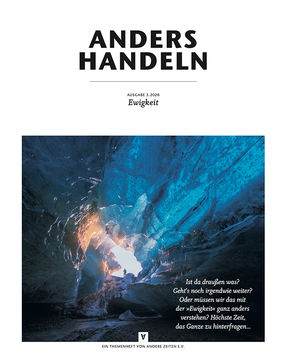 Der Titel des Themenheftes zeigt einen Blick von innen aus einer Höhle heraus. In der Öffnung zeichnet sich im Gegenlicht die Silhouette eines Menschen ab.