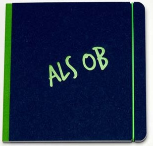Das Cover des Buches als ob ist dunkelblau mit einem hellgrünen Einband und dem Schriftzug "als ob", ebenfalls in Hellgrün.